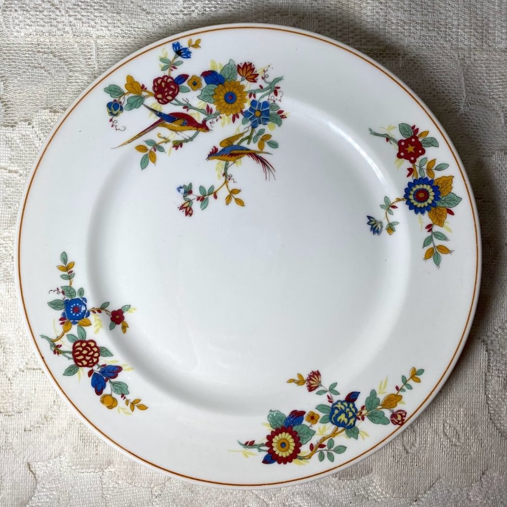 Charles Ahrenfeldt Limoges France Dinner Plate, Florals & Birds